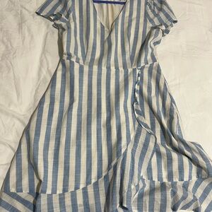 J. Crew Blue and White Asymmetrical Dress
